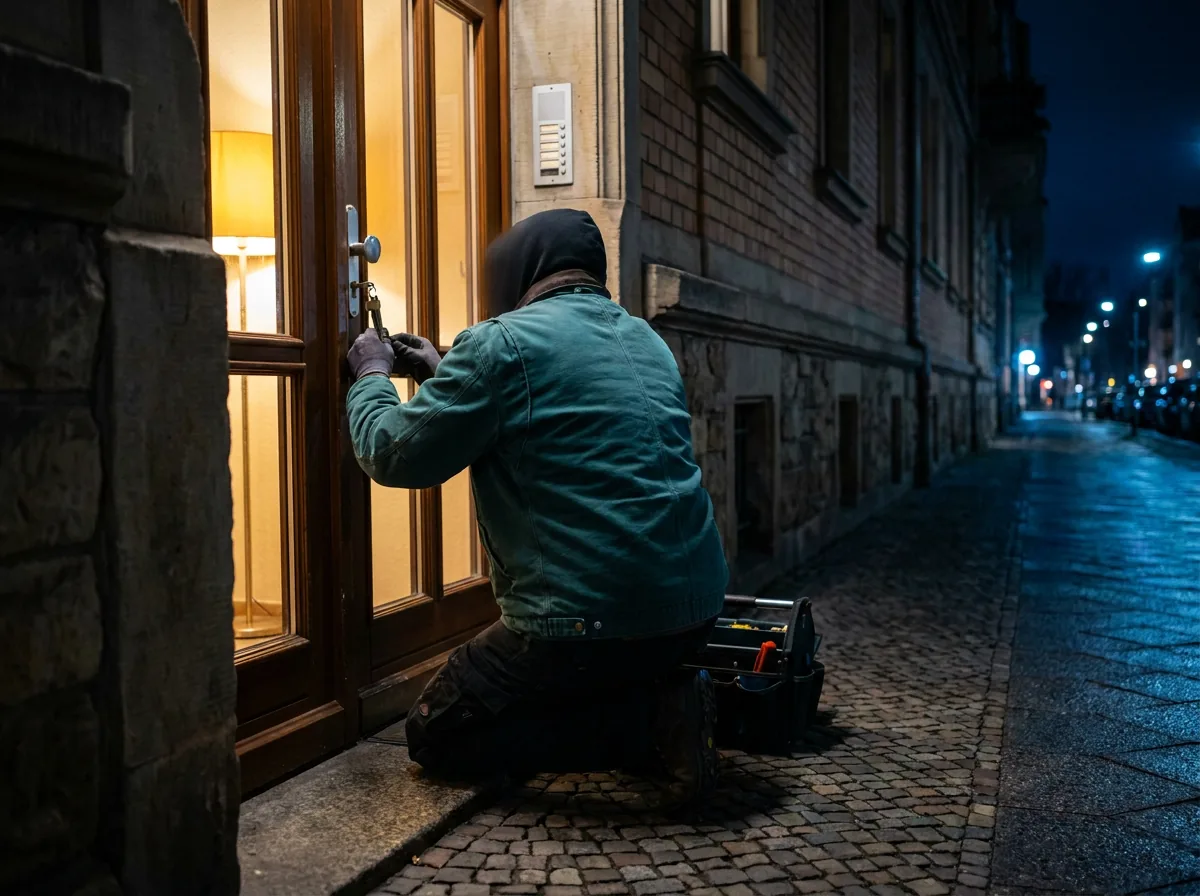 Notdienst in Passau – Monteur öffnet nachts die Haustür eines Mehrfamilienhauses